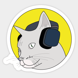 Cute cat music lover design ideas, listening to music Sticker